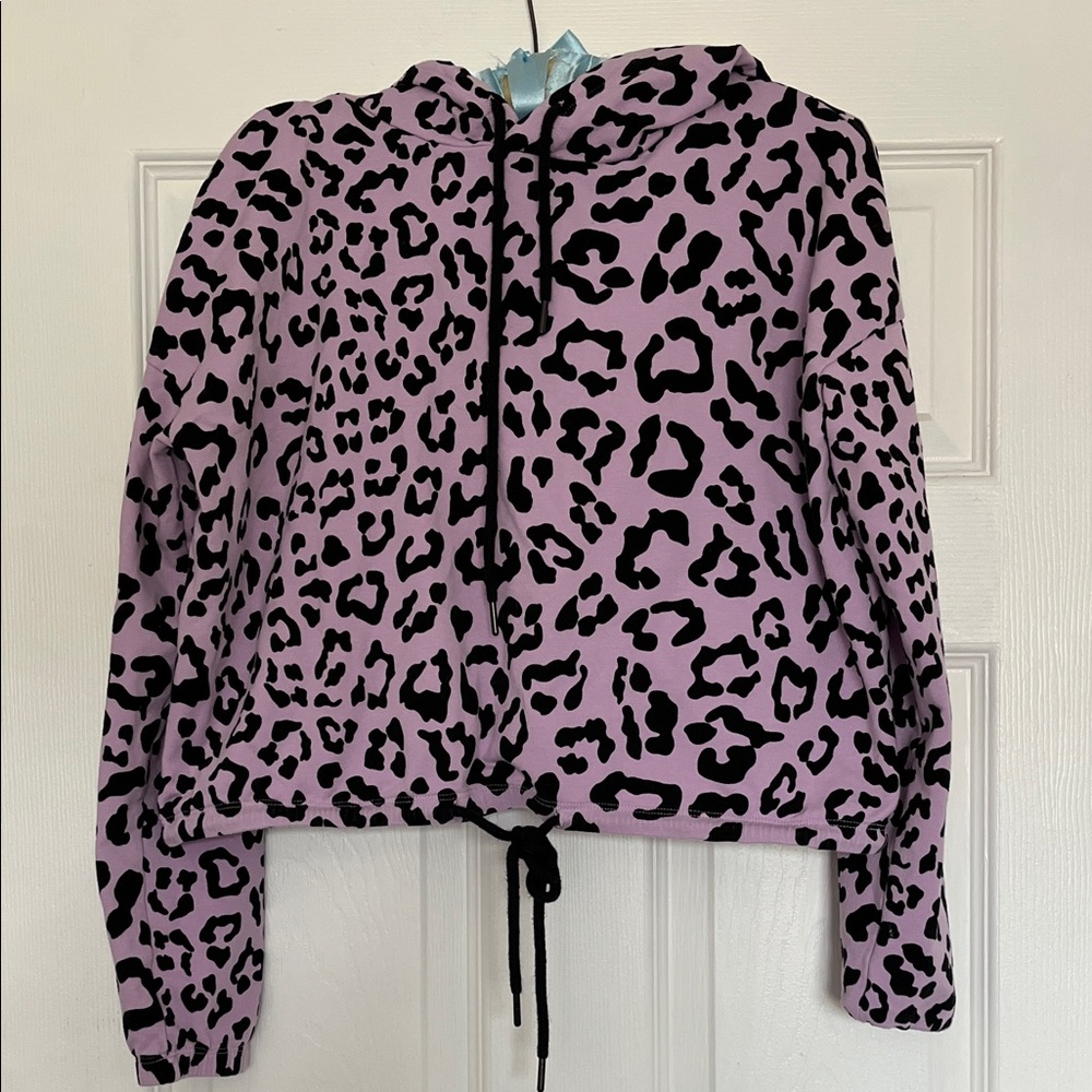 Beach Riot Cropped Leopard Print Hoodie